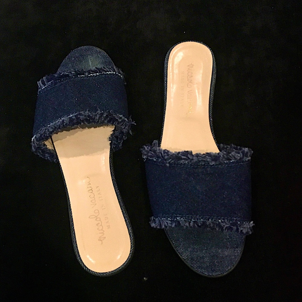 Niccolo Vacari Italy Denim Slip-On Sandals / Flats /Slides - Picture 6 of 9